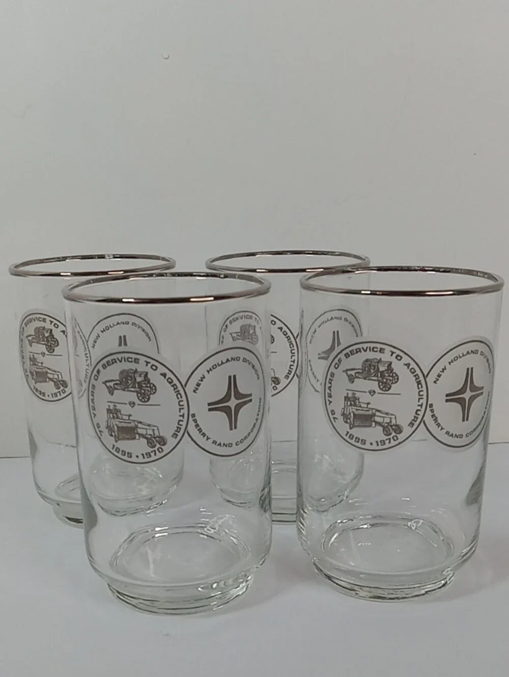 Libbey New Holland Division Sperry Teams Corp. 75th Commemorative Tumblers Set 8